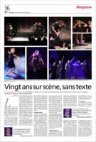 20 ans sur scène, sans texte